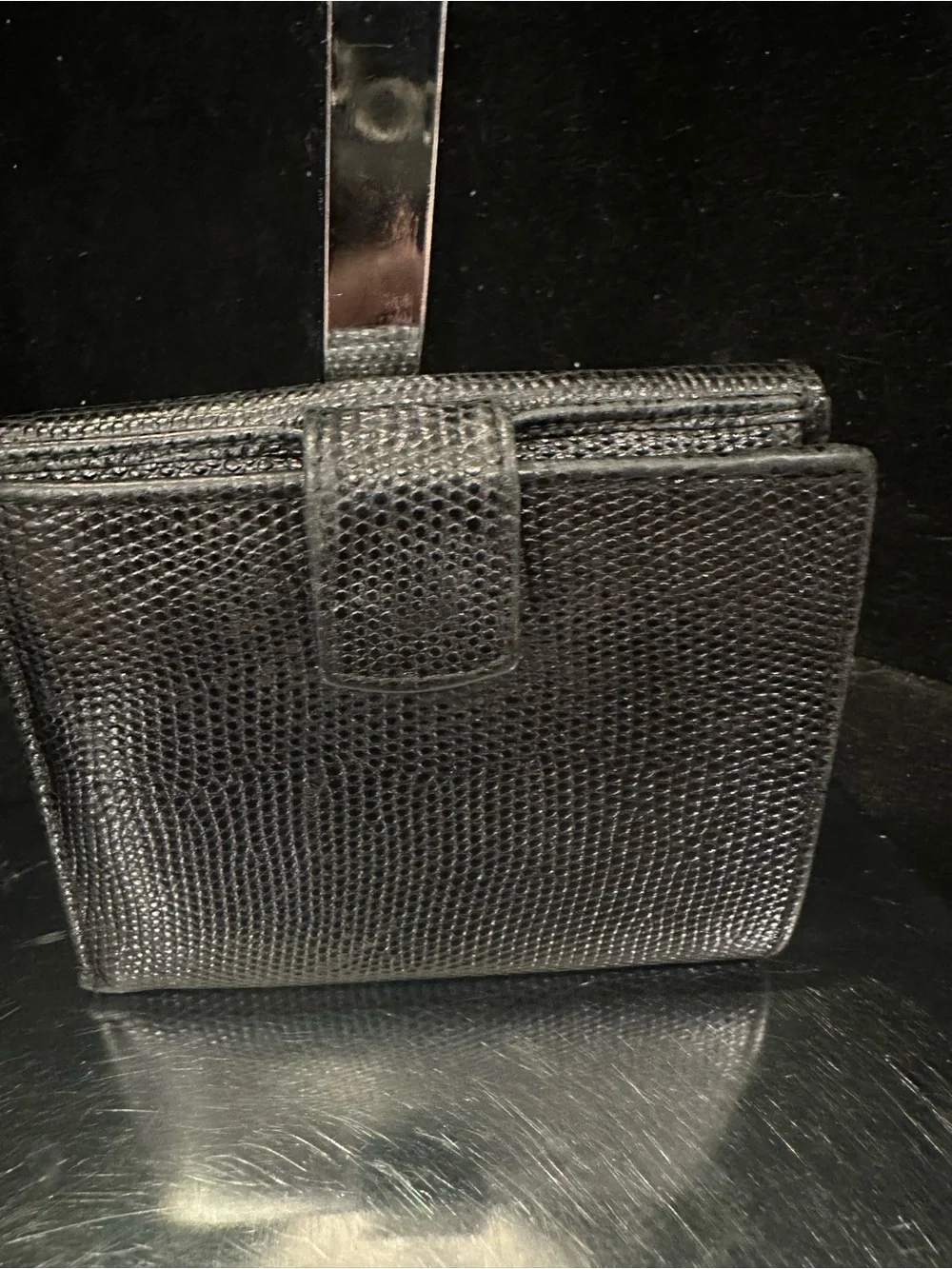 Salvatore Ferragamo #238 Black Vara Ribbon Leather Compact  Wallet